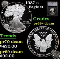 Proof 1987-s Silver Eagle Dollar $1 Graded pr69+ d