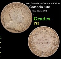 1910 Canada 10 Cents 10c KM-10 Grades f+