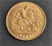 1909 Gold Half Sovereign - King Edward VII