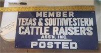 Texas Southwestern cattle raisers 20x10 sign