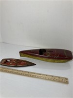 Vintage tin plate toy boat parts