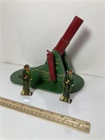 Wooden cannon and tin plate soldiers