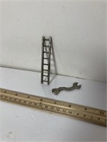 Vintage miniature metal ladder and wrench