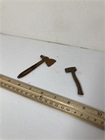 Vintage miniature metal hatchet and axe