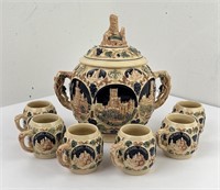 Gerz German Pottery Punch Bowl Set