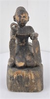 Antique Thailand Snake Charmer Wood Carving