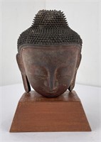 Antique Myanmar Burma Wood Buddha Head