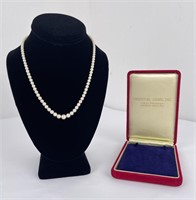 Vintage Japanese Pearl Necklace in Original Box