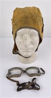 Vintage Motorcycle or Flight Cap and Goggles