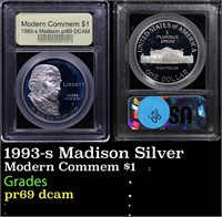 Proof 1993-s Madison Silver Modern Commem Dollar $