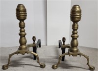 Pair Of Antique Brass Fireplace Andirons