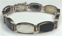 Vtg. Sterling MOP & Black Onyx Bracelet