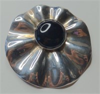 Vintg. Sterling Black Onyx Brooch