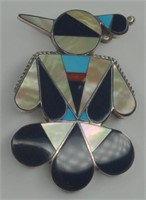 Zuni Thunderbird Sterling Multi Gem Pendant