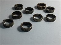 9 RINGS MADE FROM USA QUARTERS (PARTS OF THE COINS