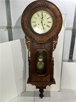 BEAUTIFUL CARVED ORNATE VTG WALL CLOCK (UNTESTED