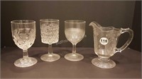 4 ANTIQUE PRESSED GLASS PIECES