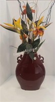 LARGE VASE WITH FAUX FLOWERS
