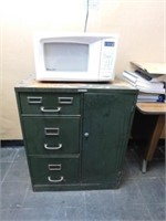 Metal office cabinet and microwave
