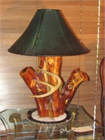 CUSTOM CRAFTSMAN MADE LAMP WITH RAWHIDE SHADE