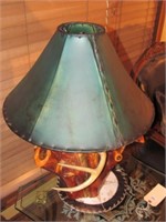 CUSTOM CRAFTSMAN MADE LAMP WITH RAWHIDE SHADE