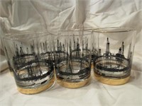 6 - VINTAGE CULVER OIL DERRICK GLASSES