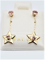 Pink Tourmalaine Star Earrings-New
