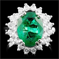 14K Gold 3.88ct Emerald & 1.00ctw Diamond Ring