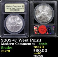 2002-w West Point Modern Commem Dollar $1 Graded m