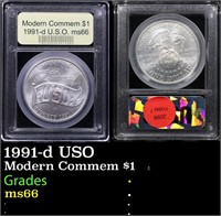 1991-d USO Modern Commem Dollar $1 Graded ms66 BY