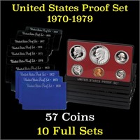Group of 9 United States Mint Proof Sets 1970-1973