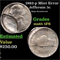 1982-p Jefferson Nickel 5c Grades GEM 5fs