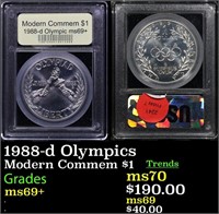 1988-d Olympics Modern Commem Dollar $1 Graded ms6