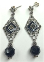 Sterling Silver Marcasite Dangle Earrings