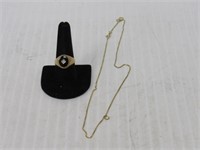 10 KT GOLD RING AND CHAIN