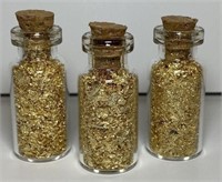 (3) X SMALL VIALS OF GOLD LEAF FLAKES