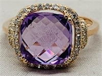 14KT ROSE GOLD 3.00CTS AMETHYST & .40CTS DIA.