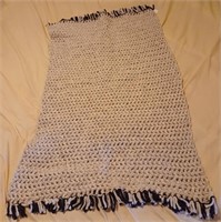 Hand Crochet Comfy Beige w/Fringe Heavy Yarn Blank