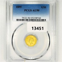 1855 Rare Gold Dollar PCGS-AU50