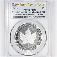 2019 Maple Leaf Silver $5 PCGS-PR70