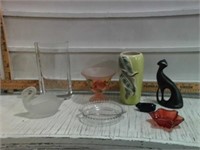 MIX OF GLASS VASES, BOWLS, CANDLEWICK