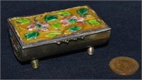 Antique Chinese Enamel Footed Stamp Box NICE!