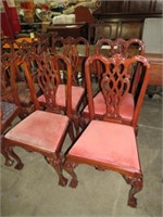 (4X) CARVED BALL & CLAW FOOTED SIDE CHAIRS