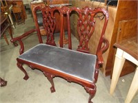 CHERRY CARVED BALL & CLAW FOOTED LOVESEAT