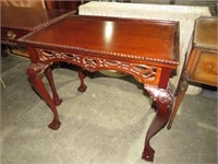 CHERRY CARVED BALL & CLAW FOOT SIDE TABLE
