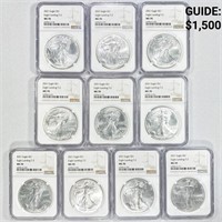 (10) 2021 TY2 American Silver Eagles NGC - MS70