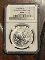 2013 Silver 1oz Canada Maple Wild Life MS68