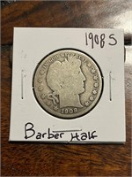 1908 S Silver Barber Half Dollar