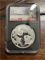 2021 Silver Chinese Panda First Release NGC MS70