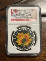 2014 Colored Canadian SILVER Maple Leaf GRADE PF69